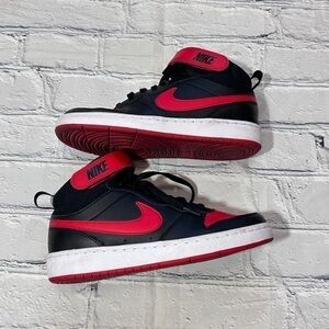 Nike Court Borough Mid 2 in Black and Red